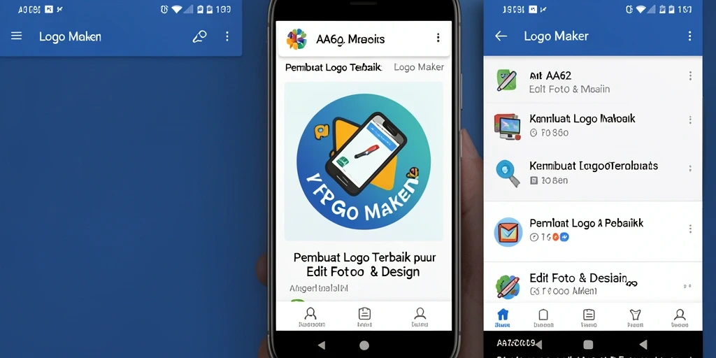 Tampilan antarmuka intuitif AA62 untuk pembuatan logo.