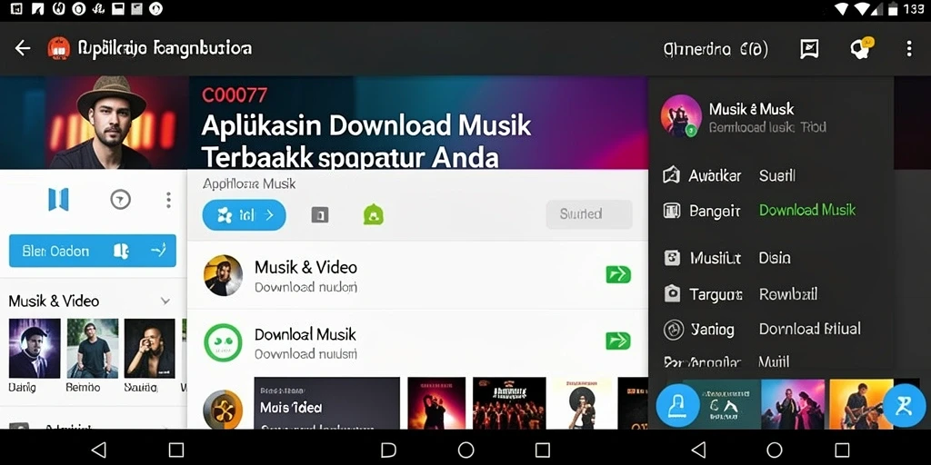 Tampilan antarmuka aplikasi C0077 untuk Download Musik yang intuitif dan menarik.