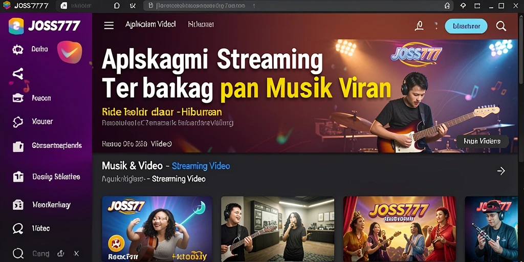 Antarmuka JOSS777 yang menarik untuk streaming video.