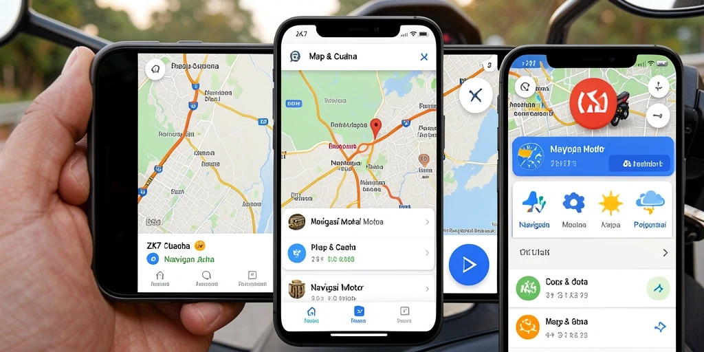 Antarmuka ZK7 menampilkan rute Navigasi Motor yang jelas dan informatif.
